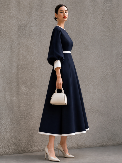 Women's Puff Sleeve Colorblock Maxi Dress – House of Velari