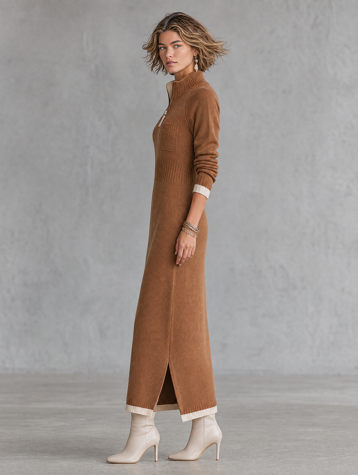 Women's Stand Collar Retro Color Maxi Dress – House of Velari