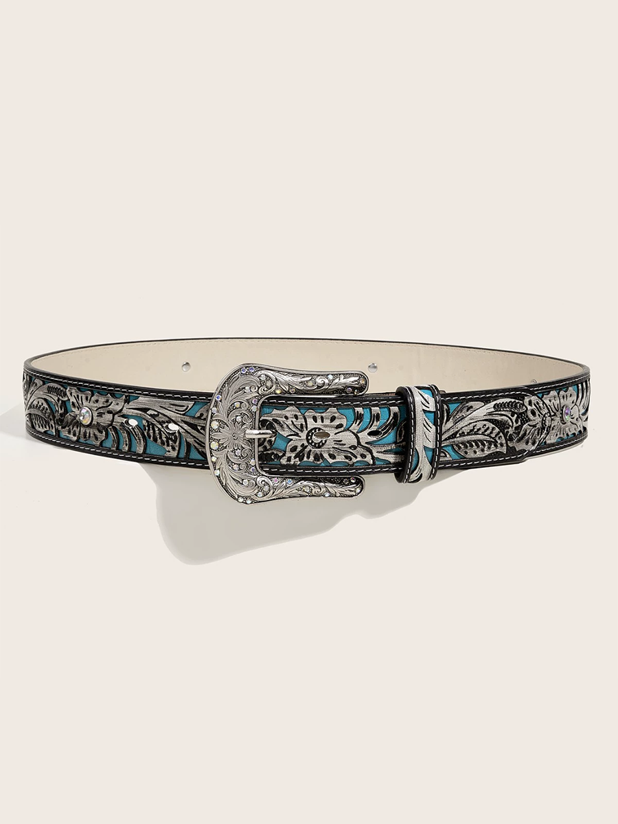 Women's Leather Embossed Rhinestone Belt – House of Velari