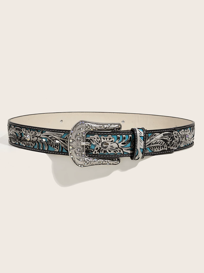 Women's Leather Embossed Rhinestone Belt – House of Velari