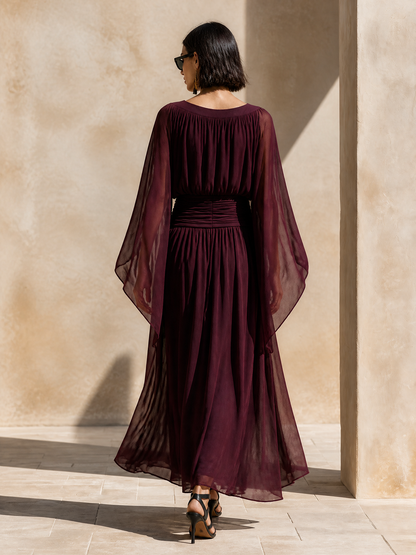 Women's Chiffon Cape Sleeve Maxi Dress – House of Velari