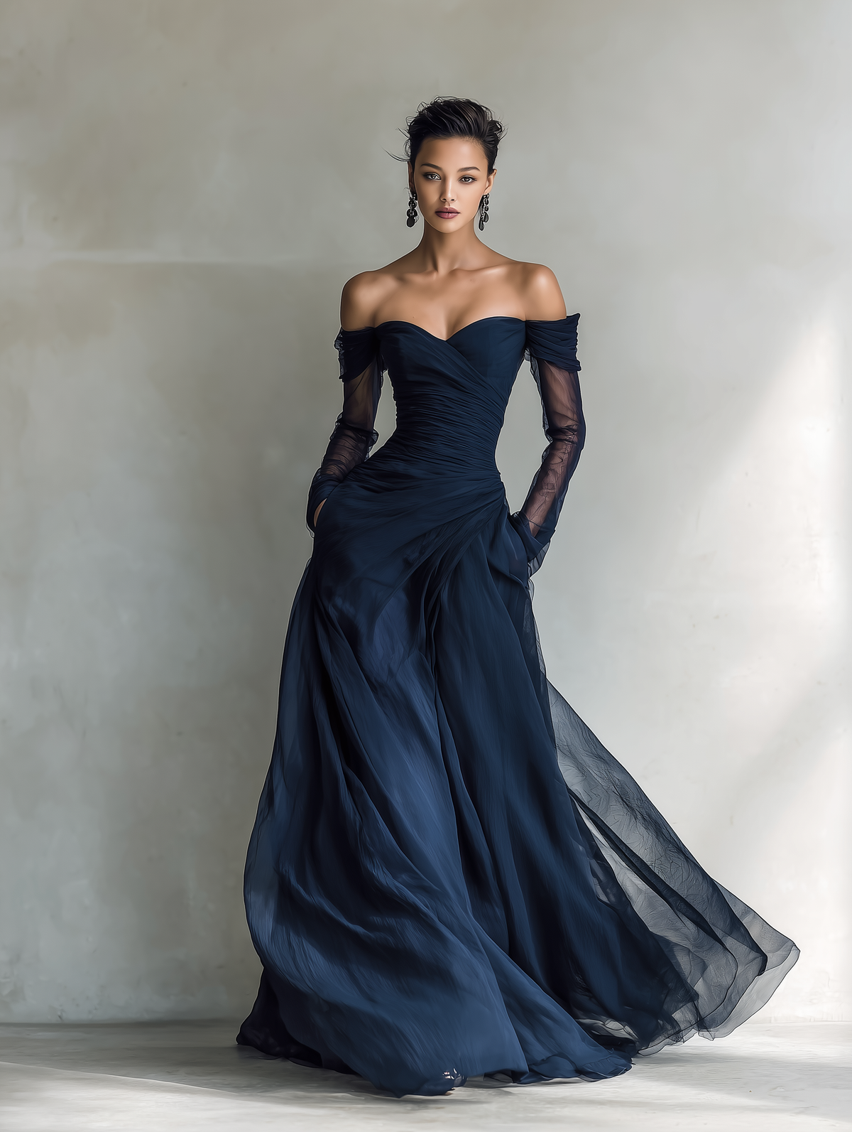Women's Blue Chiffon Maxi Dress – House of Velari