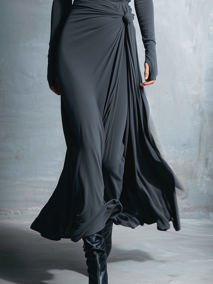 Women's Gray Stretch Wrap Maxi Dress – House of Velari