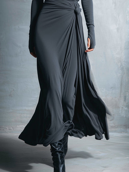 Women's Gray Stretch Wrap Maxi Dress – House of Velari