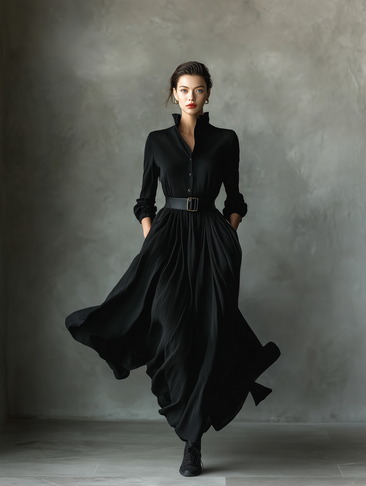 Women's Black Pleated Vintage Maxi Dress – House of Velari