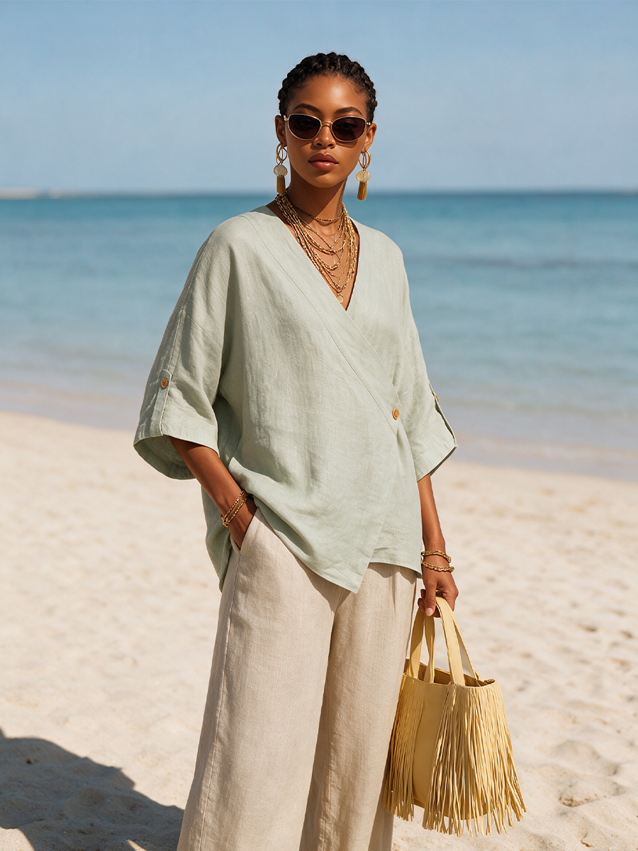 Women's Linen Wrap Jacket – House of Velari