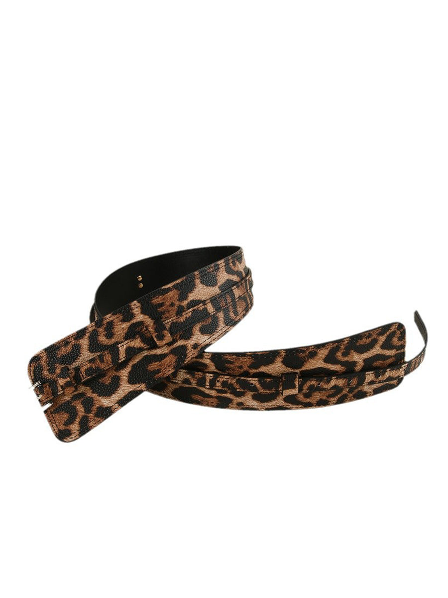 Women's Leopard Leather Asymmetric Print Waist Belt – House of Velari