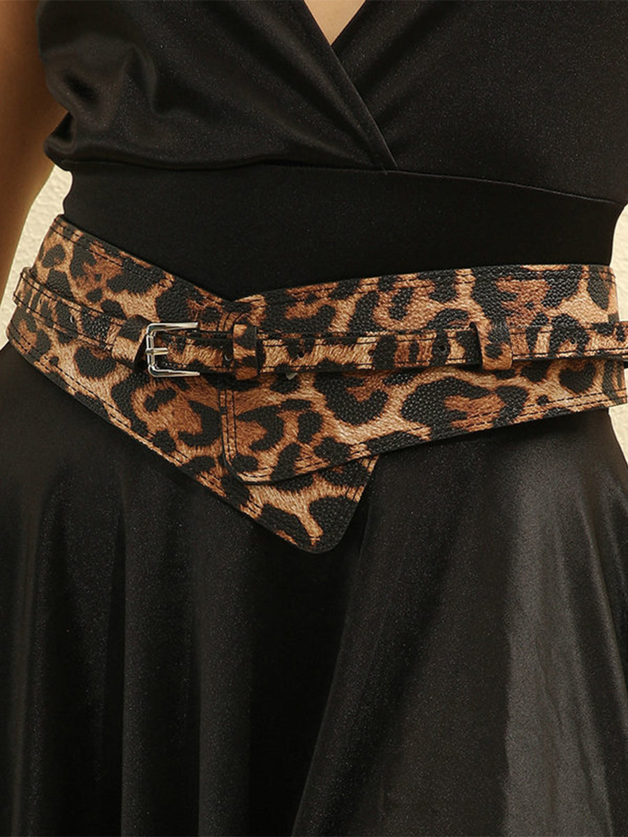 Women's Leopard Leather Asymmetric Print Waist Belt – House of Velari