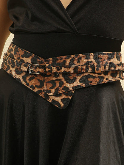 Women's Leopard Leather Asymmetric Print Waist Belt – House of Velari