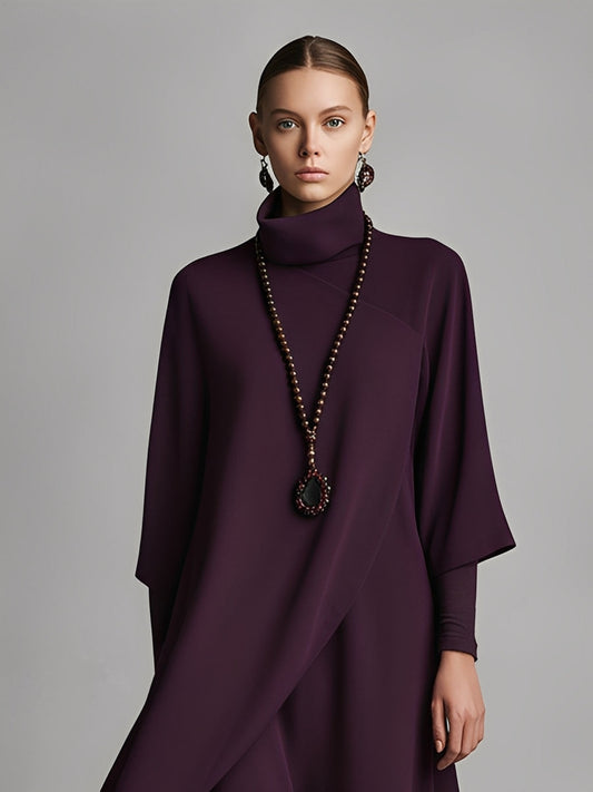 Women's Cotton Turtleneck Embroidered Maxi Dress – House of Velari