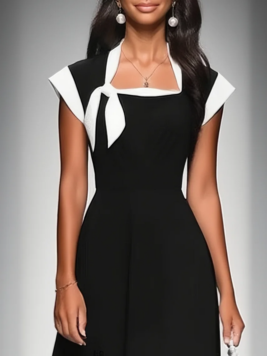 Women's Square Neck Colorblock Midi Dress – House of Velari