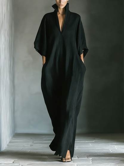 Women's Black Cotton Oversized Maxi Dress – House of Velari