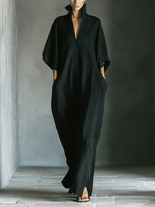 Women's Black Cotton Oversized Maxi Dress – House of Velari
