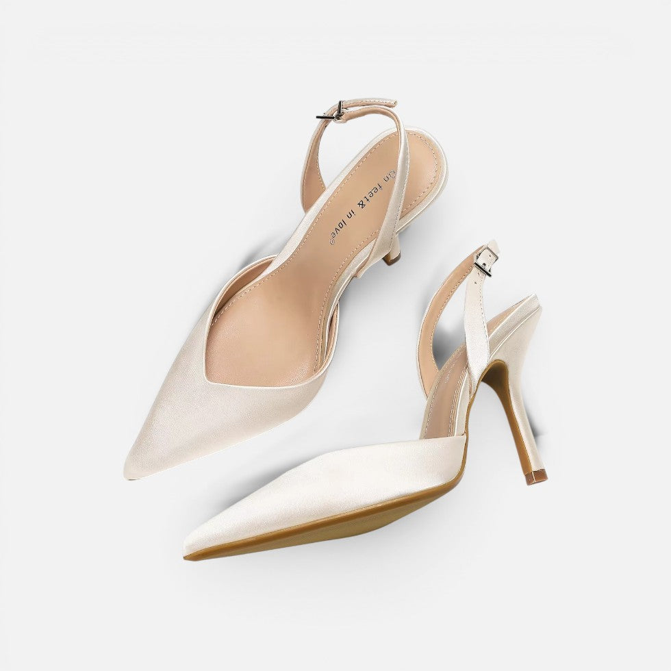 Satin Pointed-Toe Slingback Heels – House of Velari