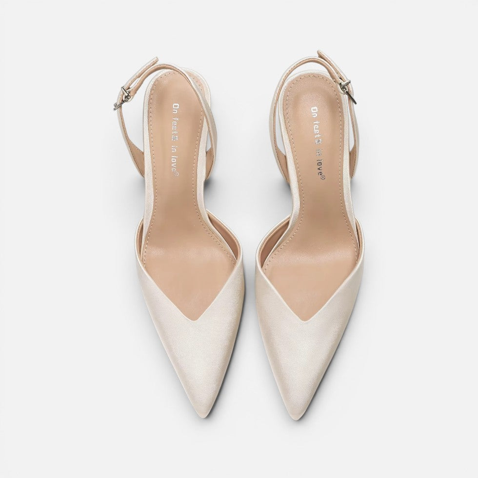 Satin Pointed-Toe Slingback Heels – House of Velari