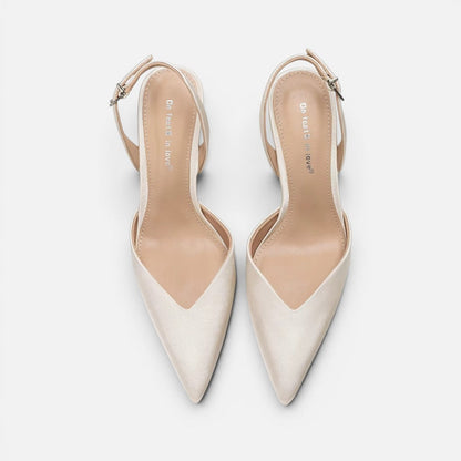 Satin Pointed-Toe Slingback Heels – House of Velari