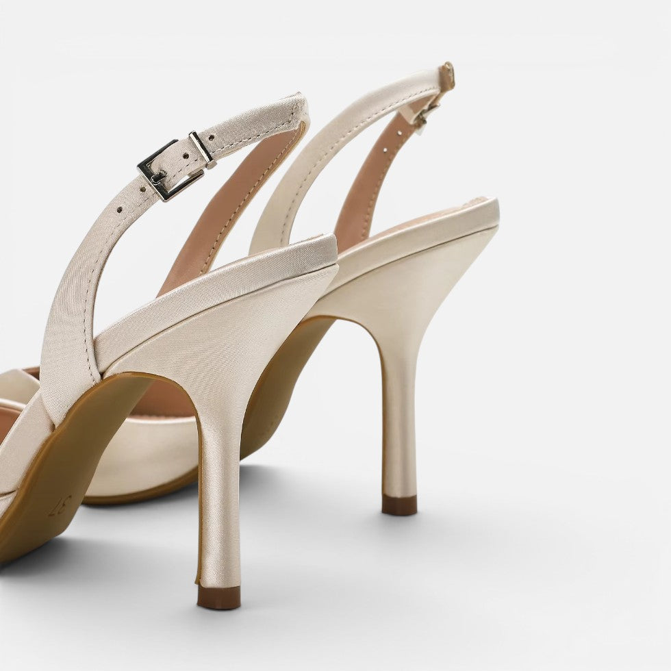 Satin Pointed-Toe Slingback Heels – House of Velari