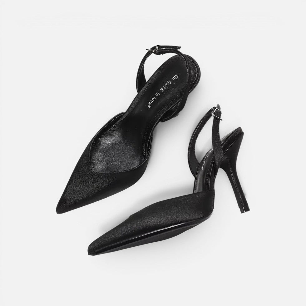 Satin Pointed-Toe Slingback Heels – House of Velari
