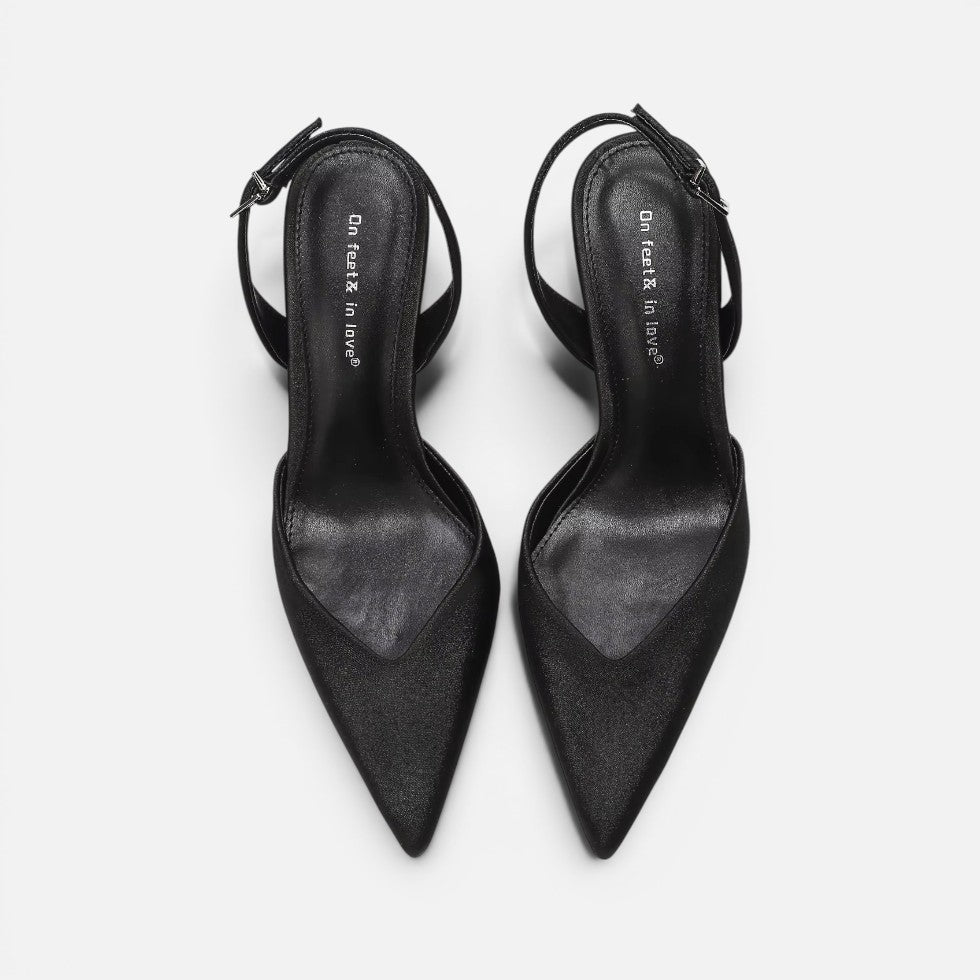 Satin Pointed-Toe Slingback Heels – House of Velari