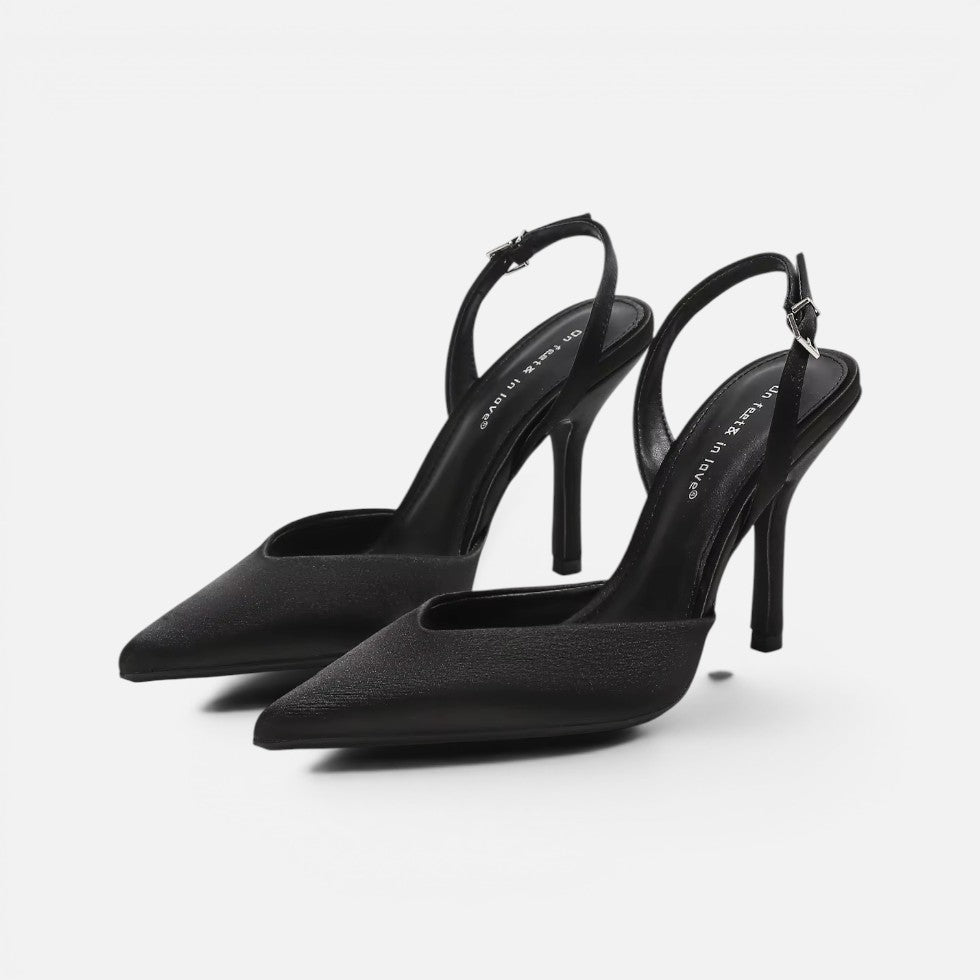 Satin Pointed-Toe Slingback Heels – House of Velari
