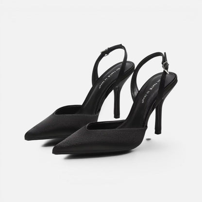 Satin Pointed-Toe Slingback Heels – House of Velari