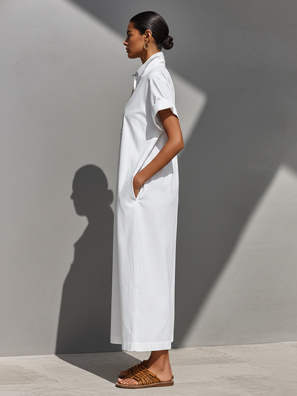 Women's White Cotton Shirt Dress – House of Velari