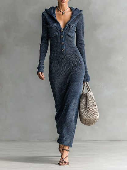 Women's Knit Hooded Slim Fit Maxi Dress – House of Velari