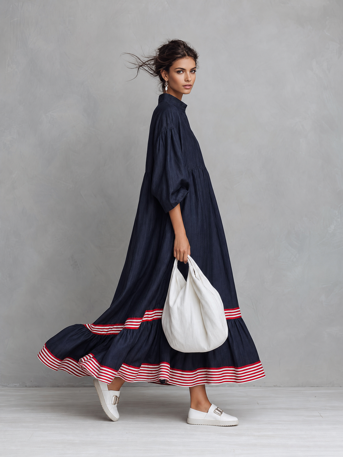 Women's Linen Long Sleeve Striped Maxi Dress – House of Velari