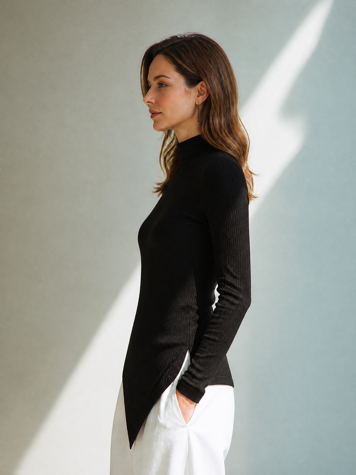 Women's Knit Long Sleeve Asymmetric Top – House of Velari