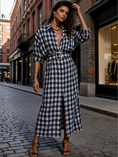 Women's White Cotton Belted Slit Shirt Dress – House of Velari