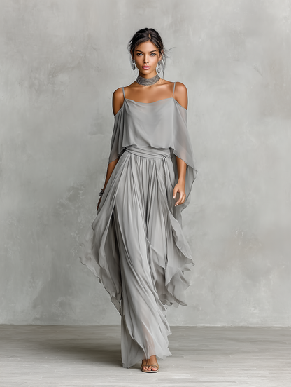 Women's Gray Chiffon Set – House of Velari