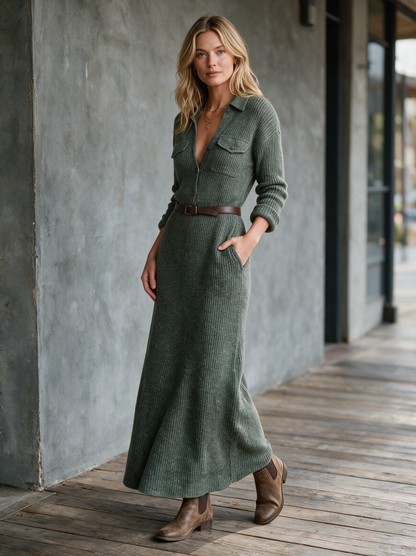 Women's Vintage Button Front Sweater Dress – House of Velari