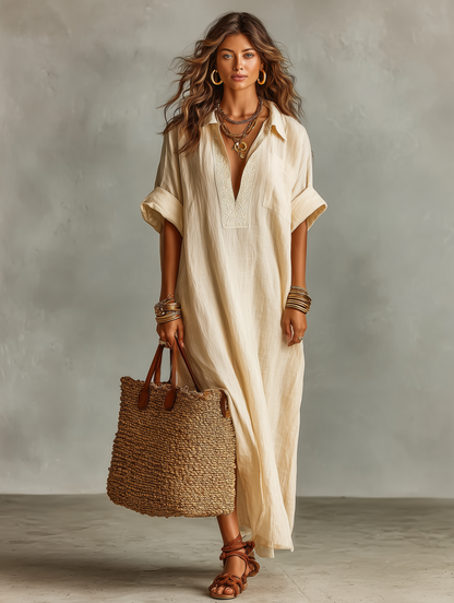 Women's Embroidered Loose Fitting Maxi Dress – House of Velari