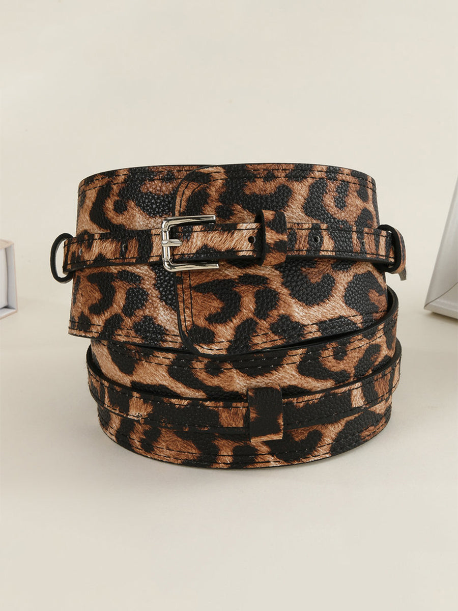 Women's Leopard Leather Asymmetric Print Waist Belt – House of Velari