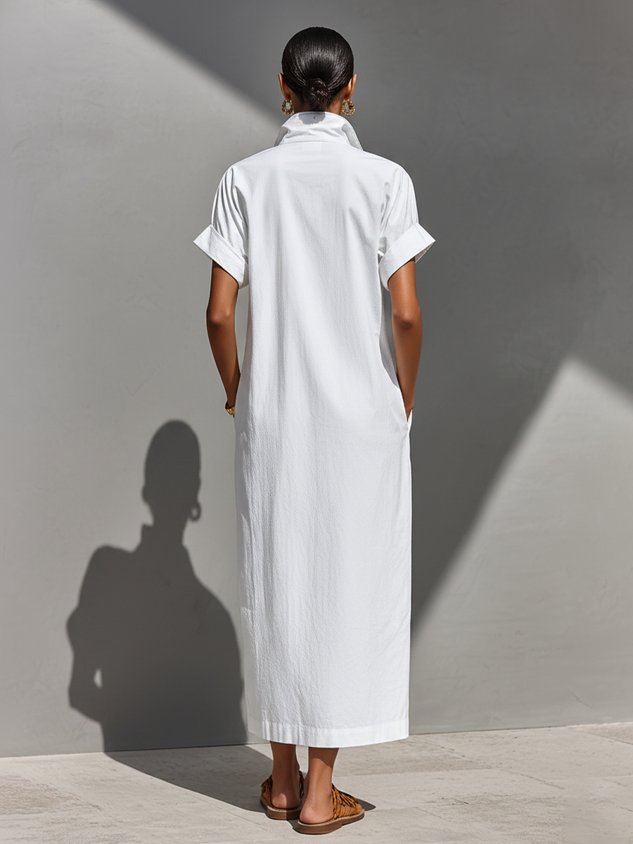 Women's White Cotton Shirt Dress – House of Velari