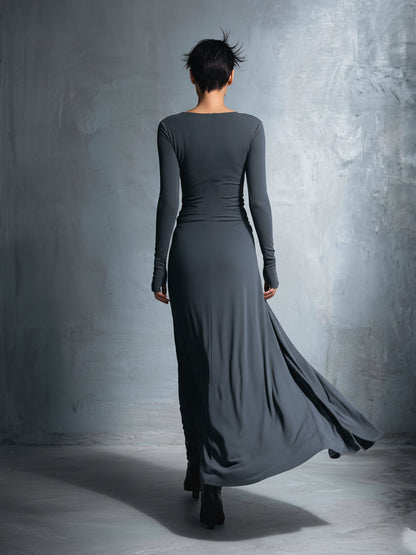 Women's Gray Stretch Wrap Maxi Dress – House of Velari
