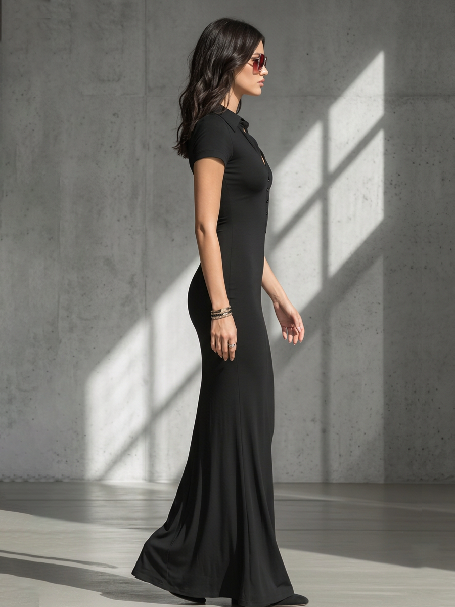 Women's Black Jersey Maxi Dress – House of Velari