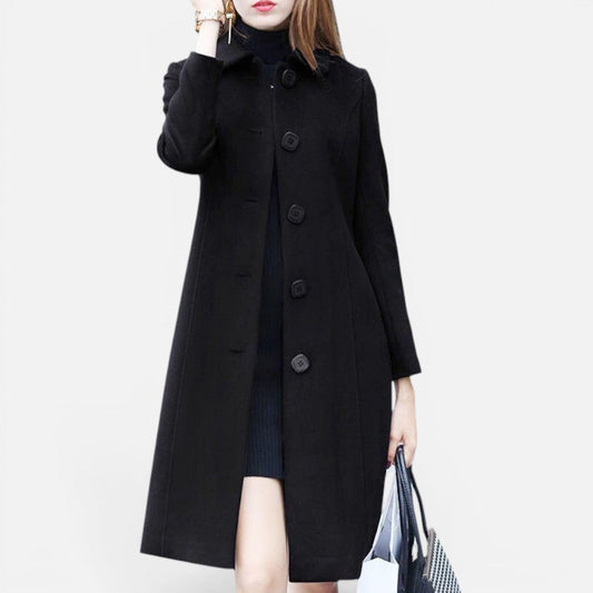 Tailored Button Front Wool Blend Coat – House of Velari