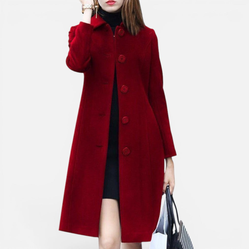 Tailored Button Front Wool Blend Coat – House of Velari