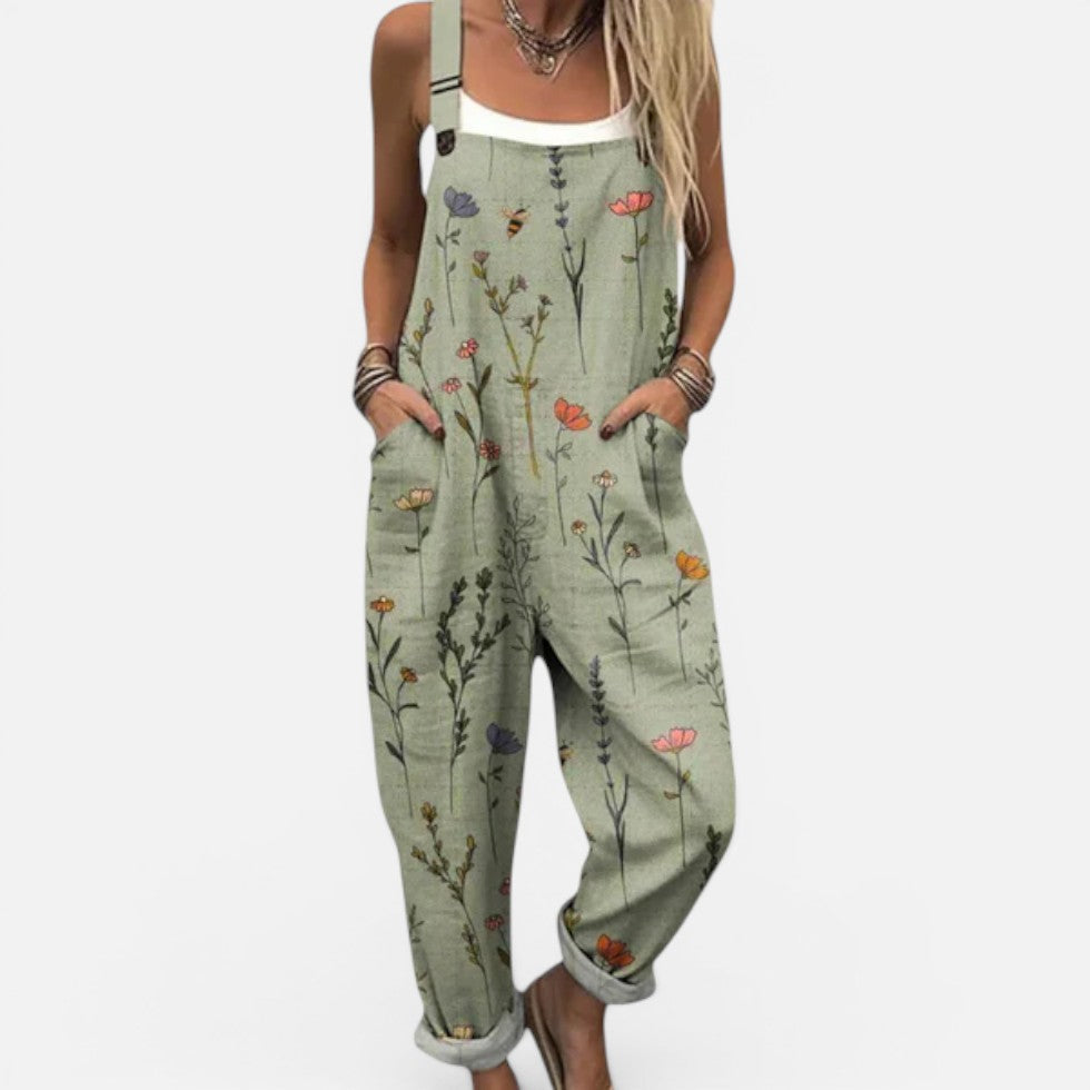 Printed Casual Dungaree Jumpsuit with Pockets – House of Velari