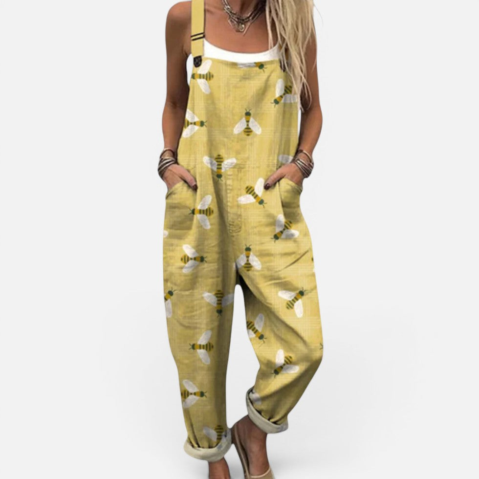 Printed Wide-Leg Dungaree Jumpsuit – House of Velari