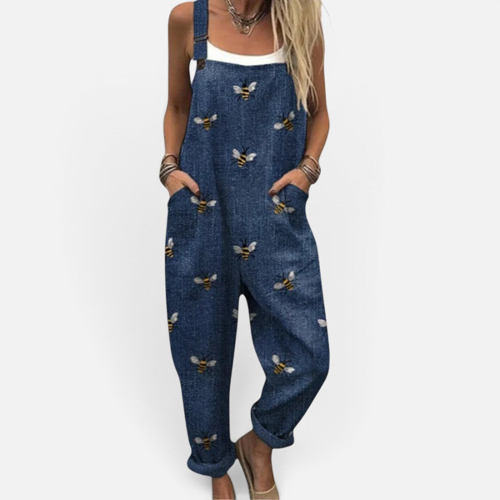 Printed Wide-Leg Dungaree Jumpsuit – House of Velari