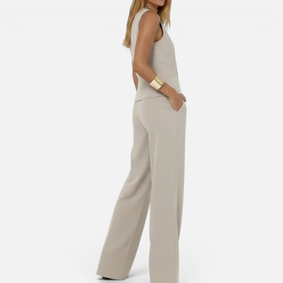 V-Neck Waistcoat and Wide-Leg Trouser Set – House of Velari