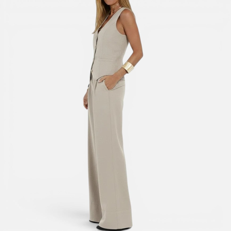 V-Neck Waistcoat and Wide-Leg Trouser Set – House of Velari