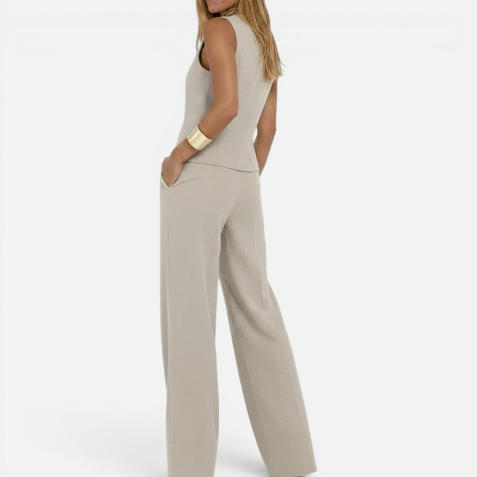 V-Neck Waistcoat and Wide-Leg Trouser Set – House of Velari