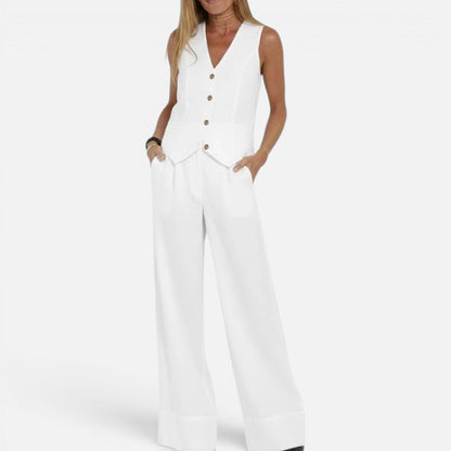 V-Neck Waistcoat and Wide-Leg Trouser Set – House of Velari