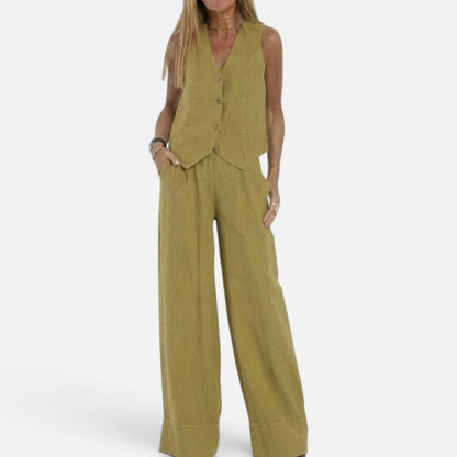 V-Neck Waistcoat and Wide-Leg Trouser Set – House of Velari