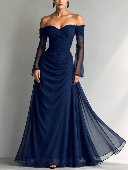 Women's Blue Chiffon Maxi Dress – House of Velari