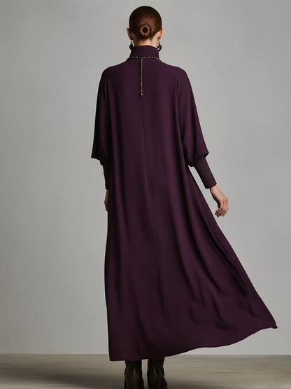 Women's Cotton Turtleneck Embroidered Maxi Dress – House of Velari