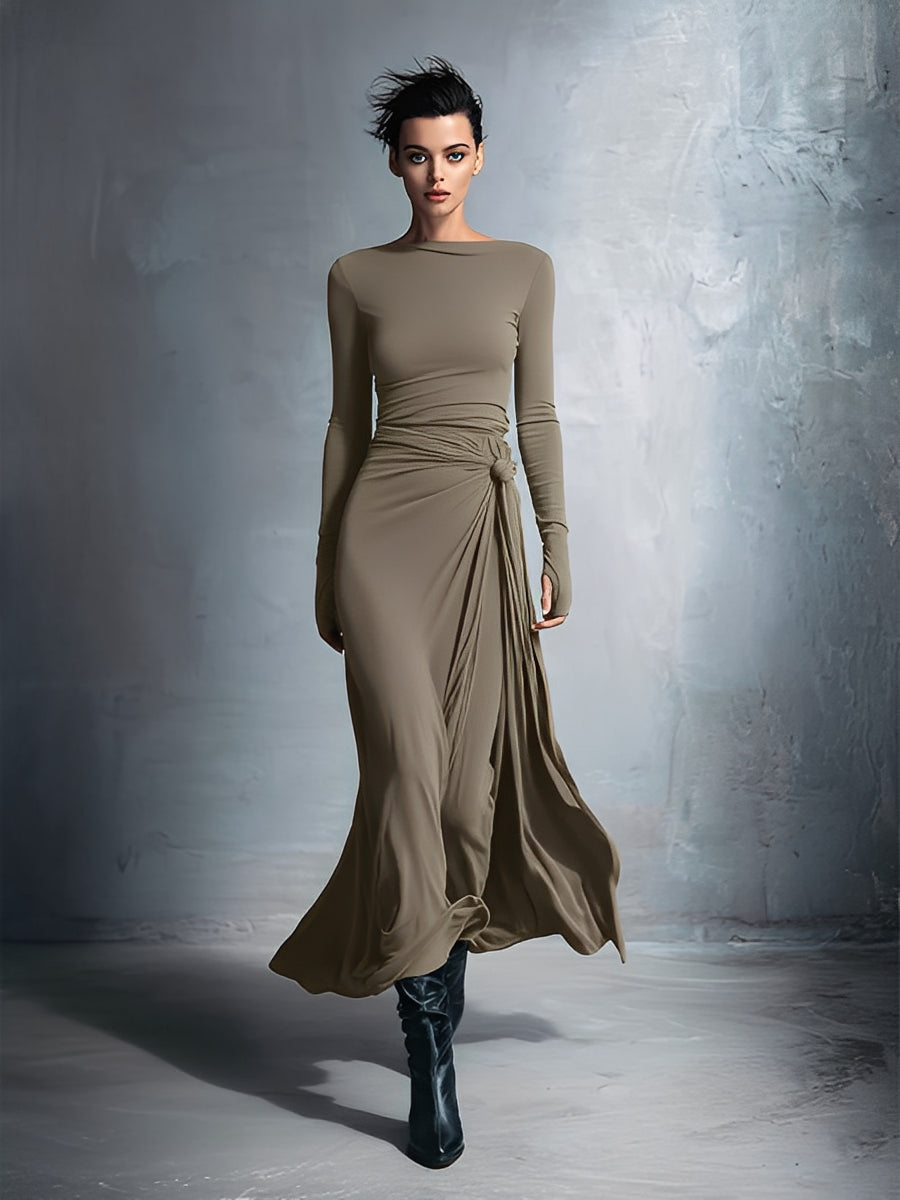 Women's Gray Stretch Wrap Maxi Dress – House of Velari